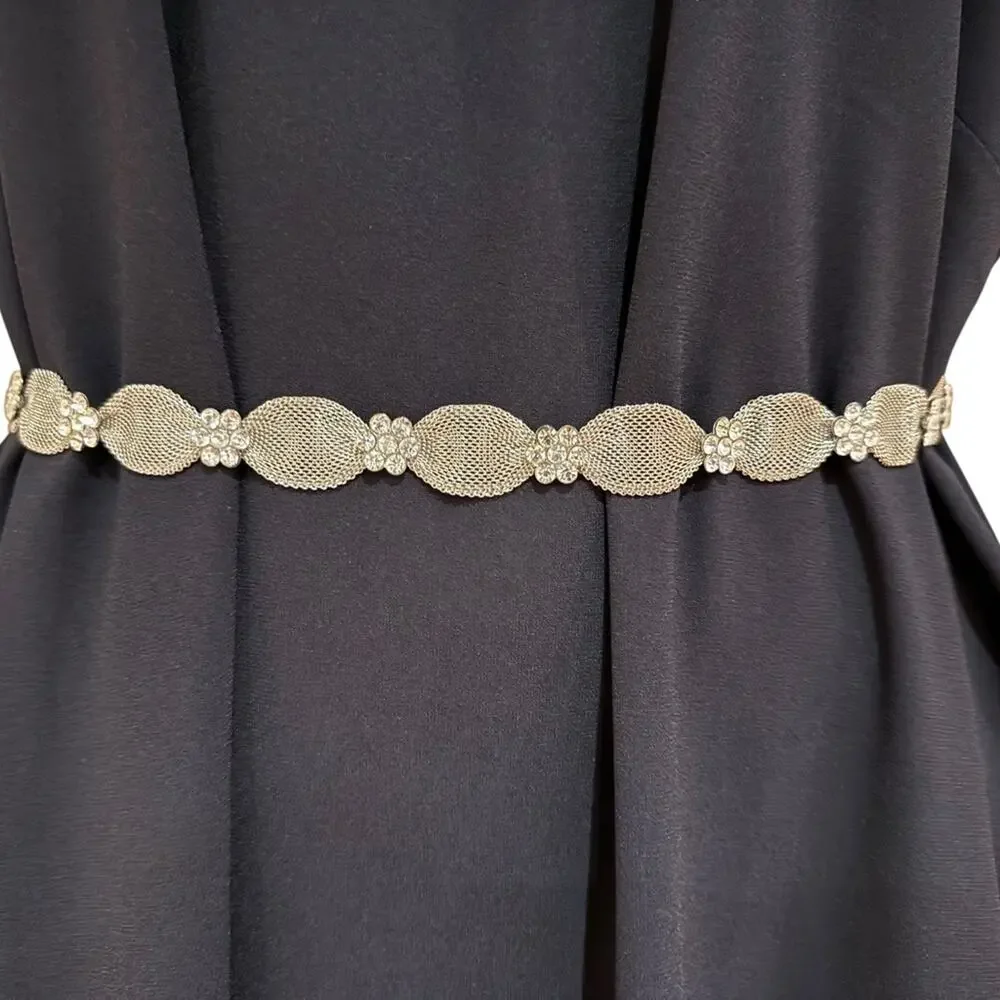 Vintage Mesh Belt with Rhinestone Trim